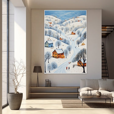 peinture naive hiver
